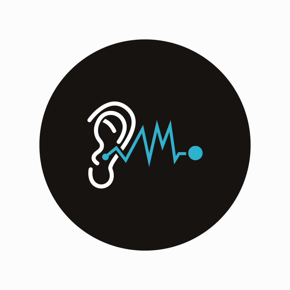 Frequency audio and ear icon design vector illustration. Listening concept