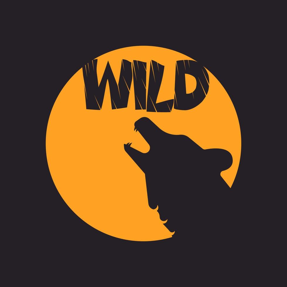 Wild typography with wolf graphic design vector illustration
