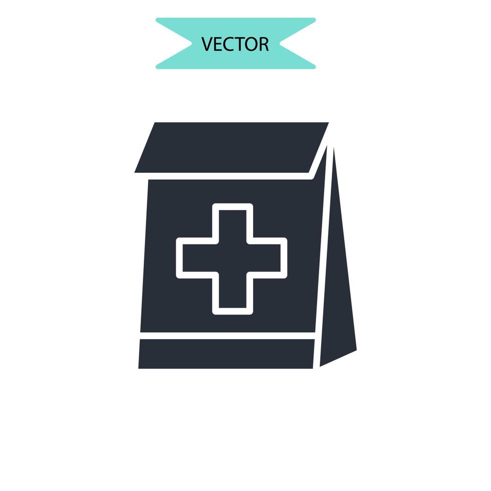 iconos de bolsa de farmacia símbolo elementos vectoriales para web infográfico vector