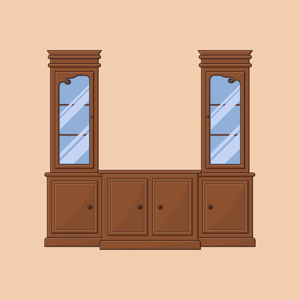 Teak wood television cabinet vector illustration