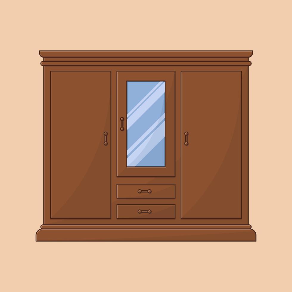Teak wood television cabinet vector illustration