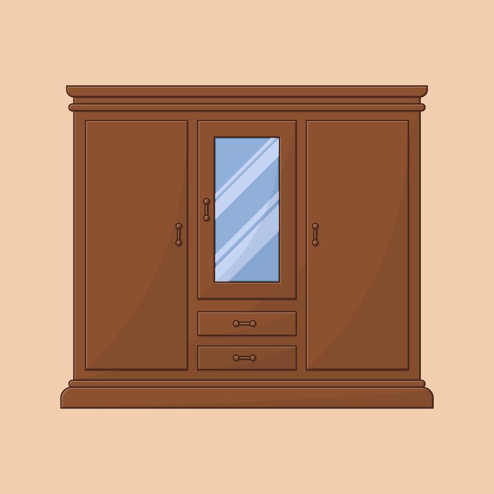 Mueble de televisión de madera de teca ilustración vectorial vector