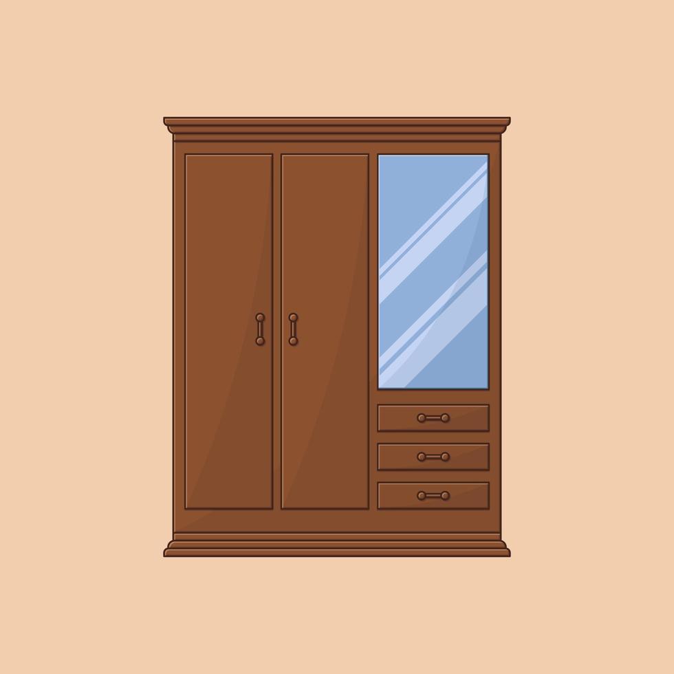 Mueble de televisión de madera de teca ilustración vectorial vector