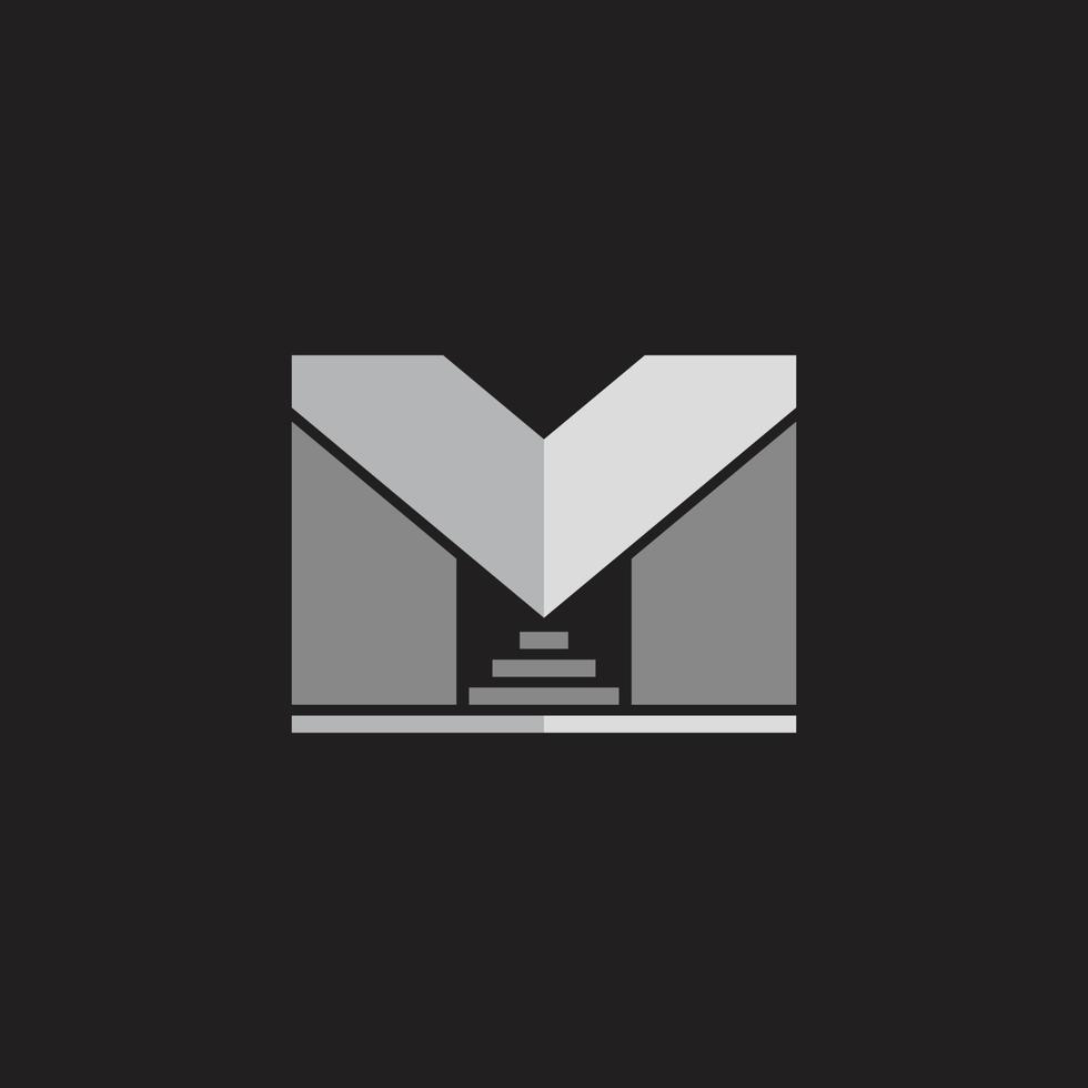 letter m shadow 3d building symbol logo vector