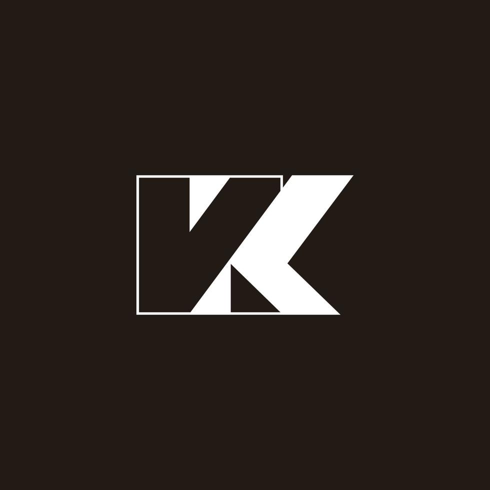 letter vk simple geometric negative space logo vector