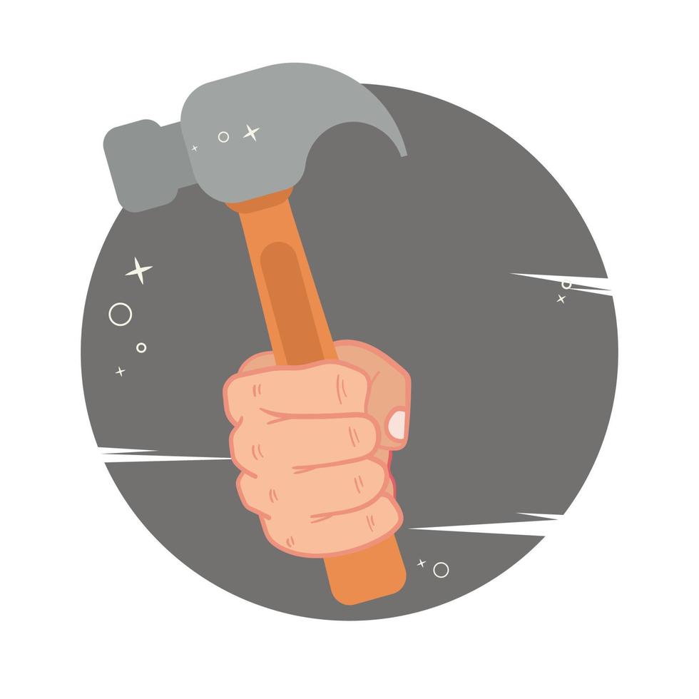 Hand holding hammer vector illustration