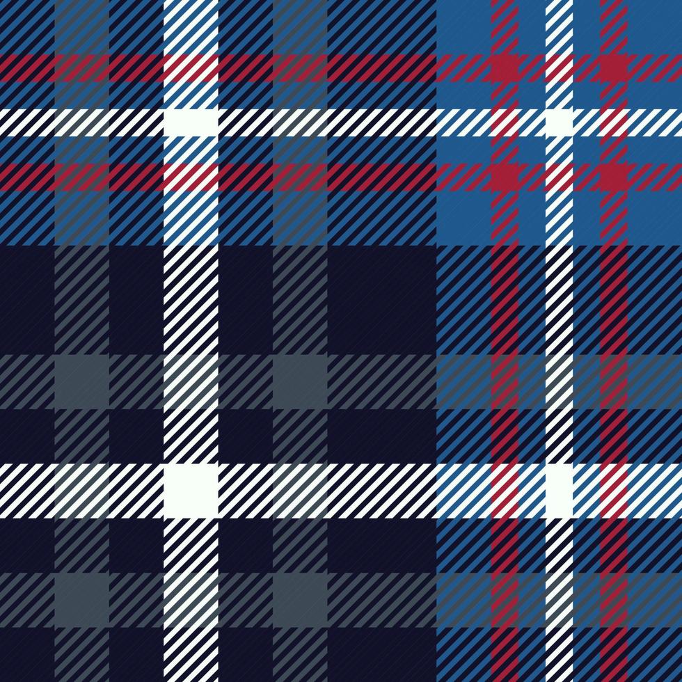Blue, red and white tartan plaid pattern background. Flannel shirts, Vector illustration