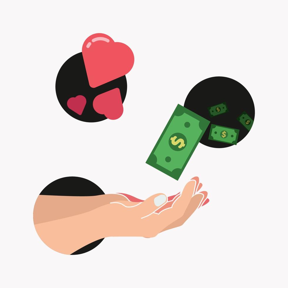 Hand pray for love and rich vector illustration