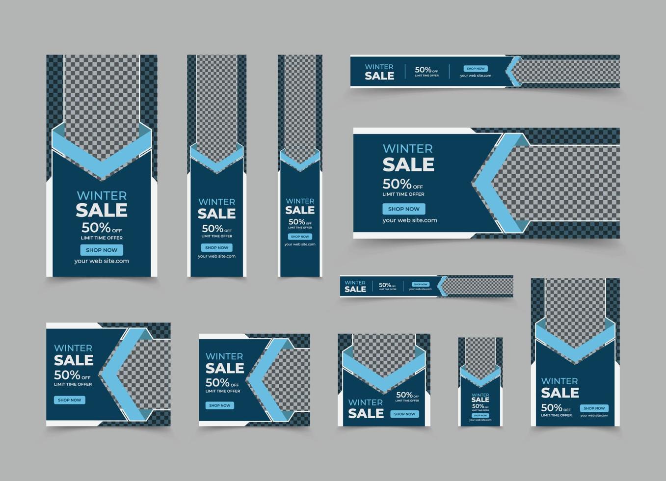 Winter sales web banner template vector