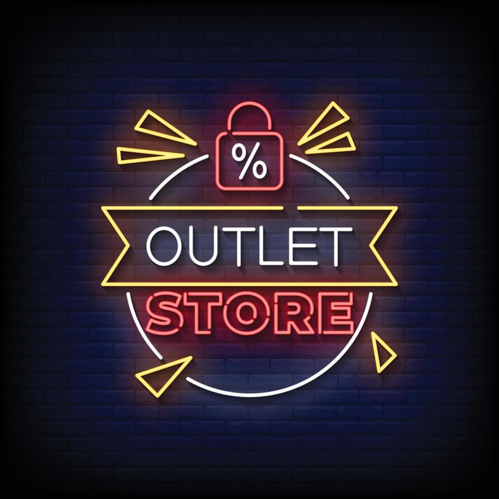 Outlet Store Neon Sign On Brick Wall Background Vector