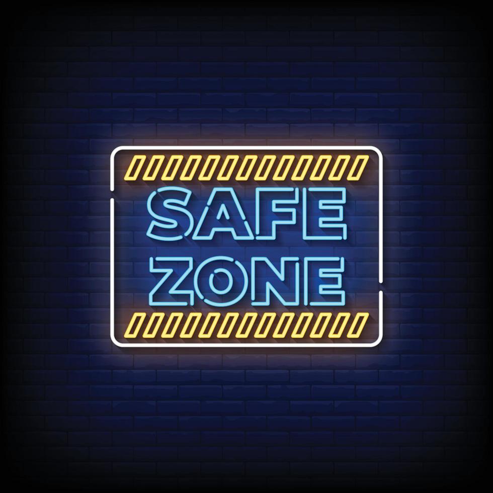 Safe Zone Neon Sign On Brick Wall Background Vector 8023544 Vector Art