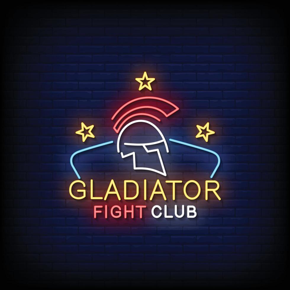 Fight Club Neon Sign On Brick Wall Background Vector