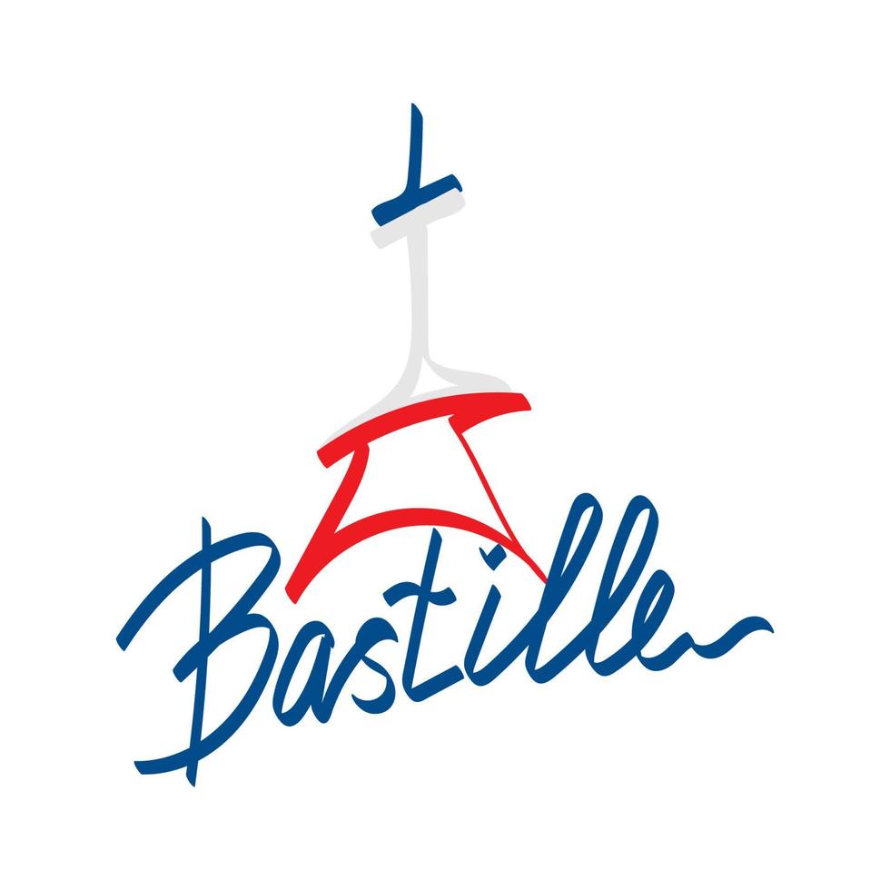 Happy Bastille Day. National holiday of France. the 14 th of July. Holiday concept. Freedom. Handwritten lettering. Suitable for posters and specialized literature vector