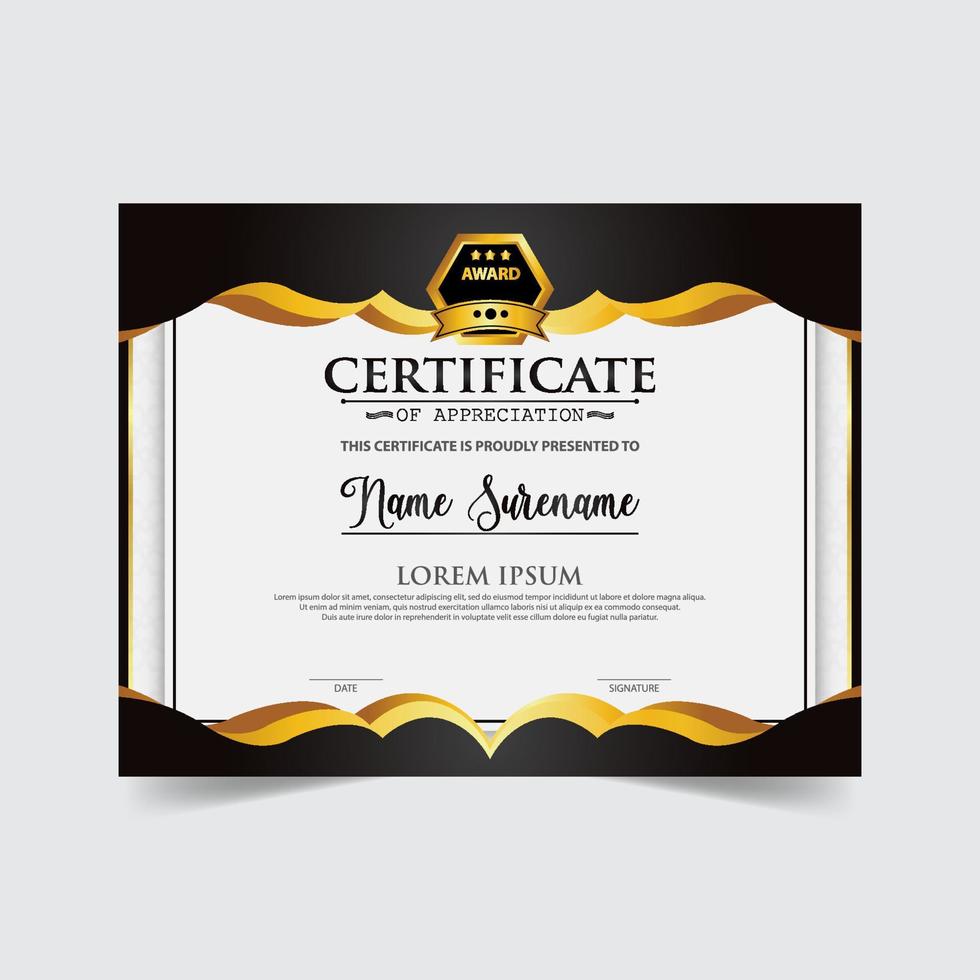 Diploma Certificate of achievement template in vector. Award Templates, achievements for companies, Best Prize Documents vector