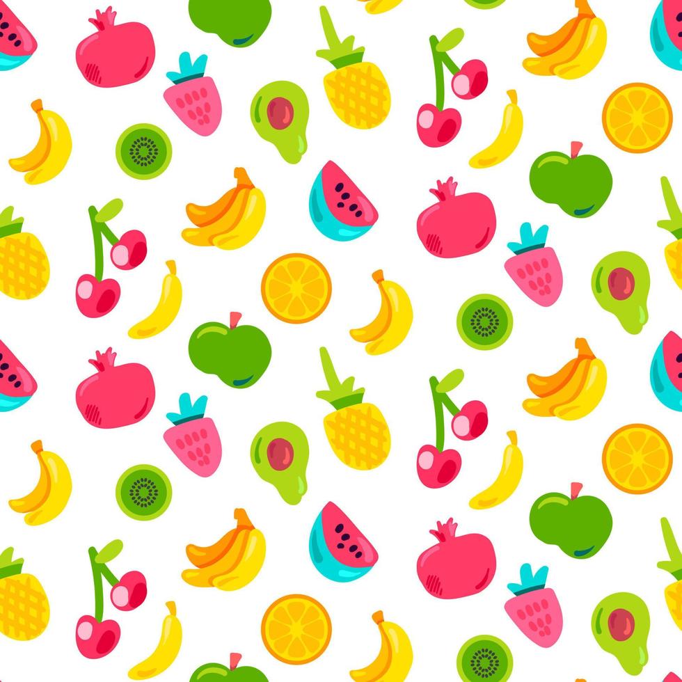 Bright Summer Juicy Fruit Painted Seamless Pattern vector