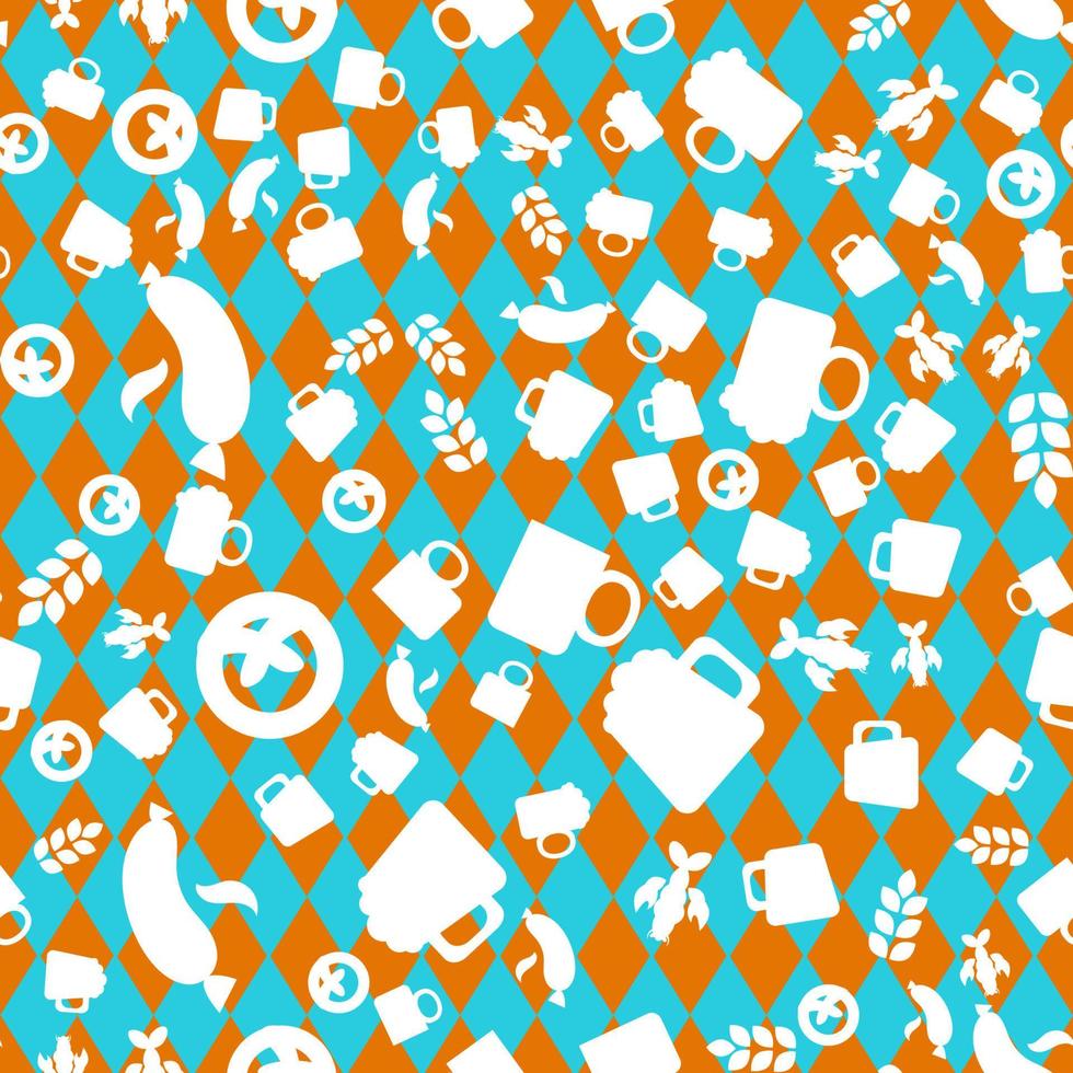 Oktoberfest Seamless Pattern With Drink and Food vector