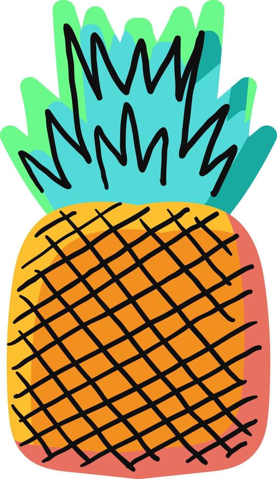 Natural pineapple hand drawn vector illustration