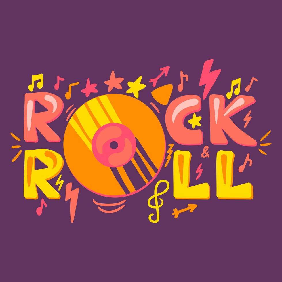 Rock N Roll cartoon poster template vector