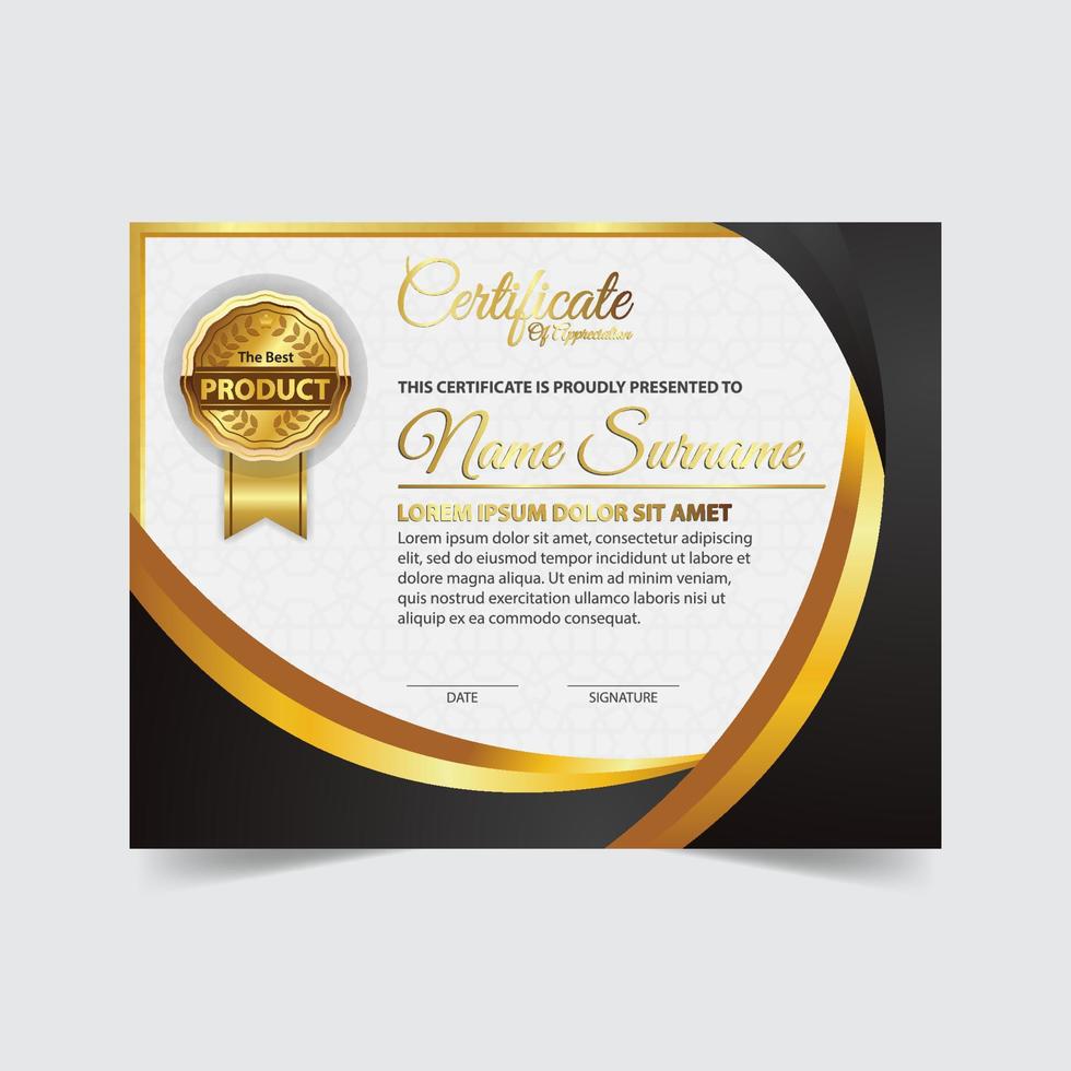 Professional certificate template diploma award design vector