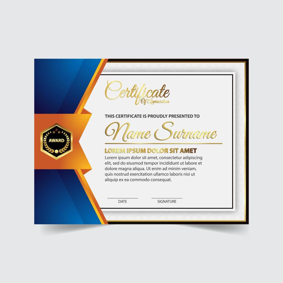 Diploma Certificate of achievement template in vector. Award Templates, achievements for companies, Best Prize Documents vector