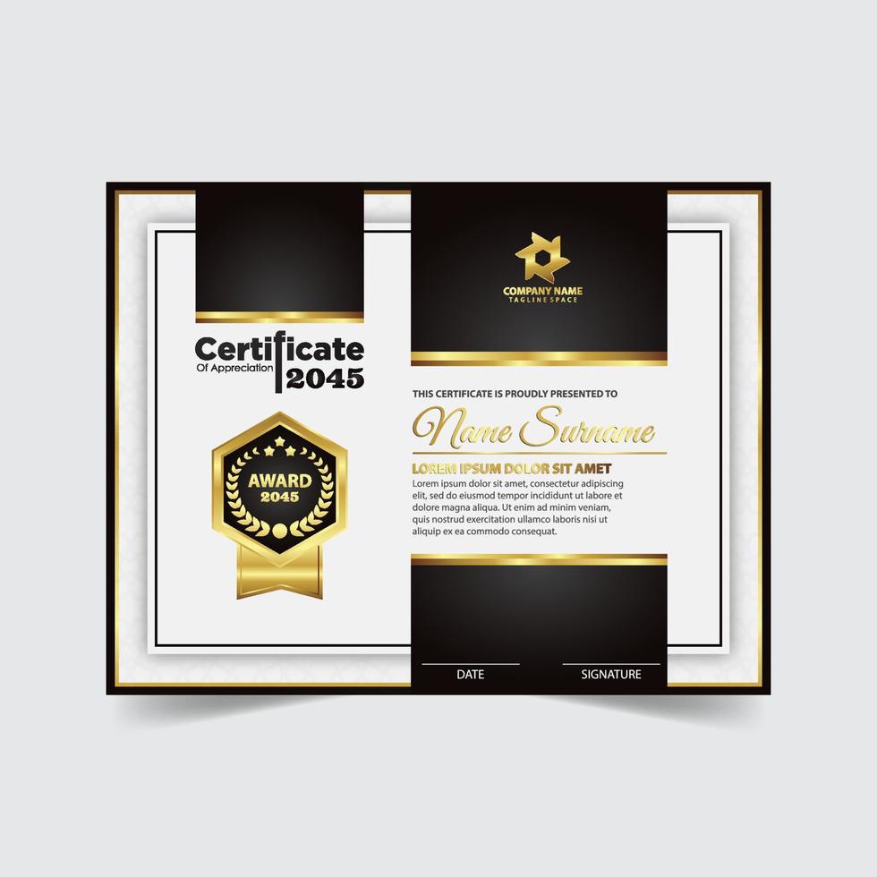 Professional certificate template diploma award design vector