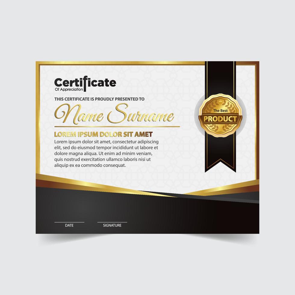 Professional certificate template diploma award design vector