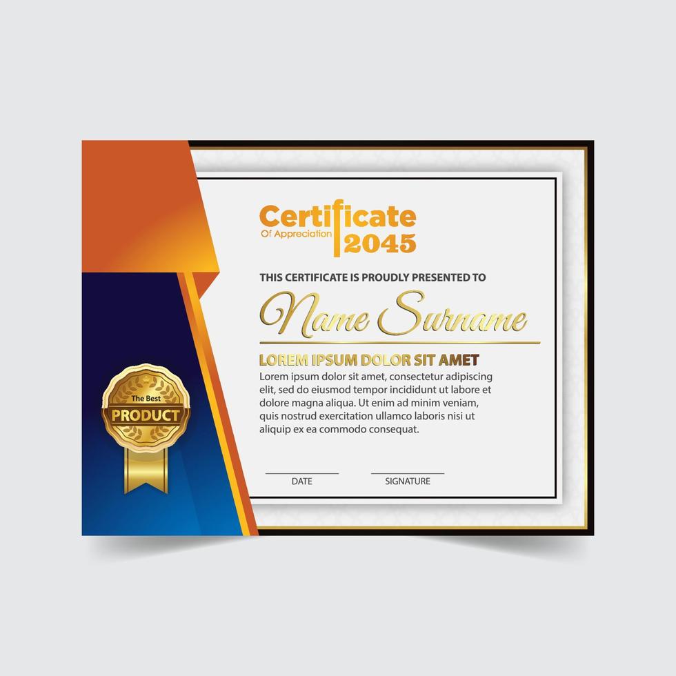 Diploma Certificate of achievement template in vector. Award Templates, achievements for companies, Best Prize Documents vector