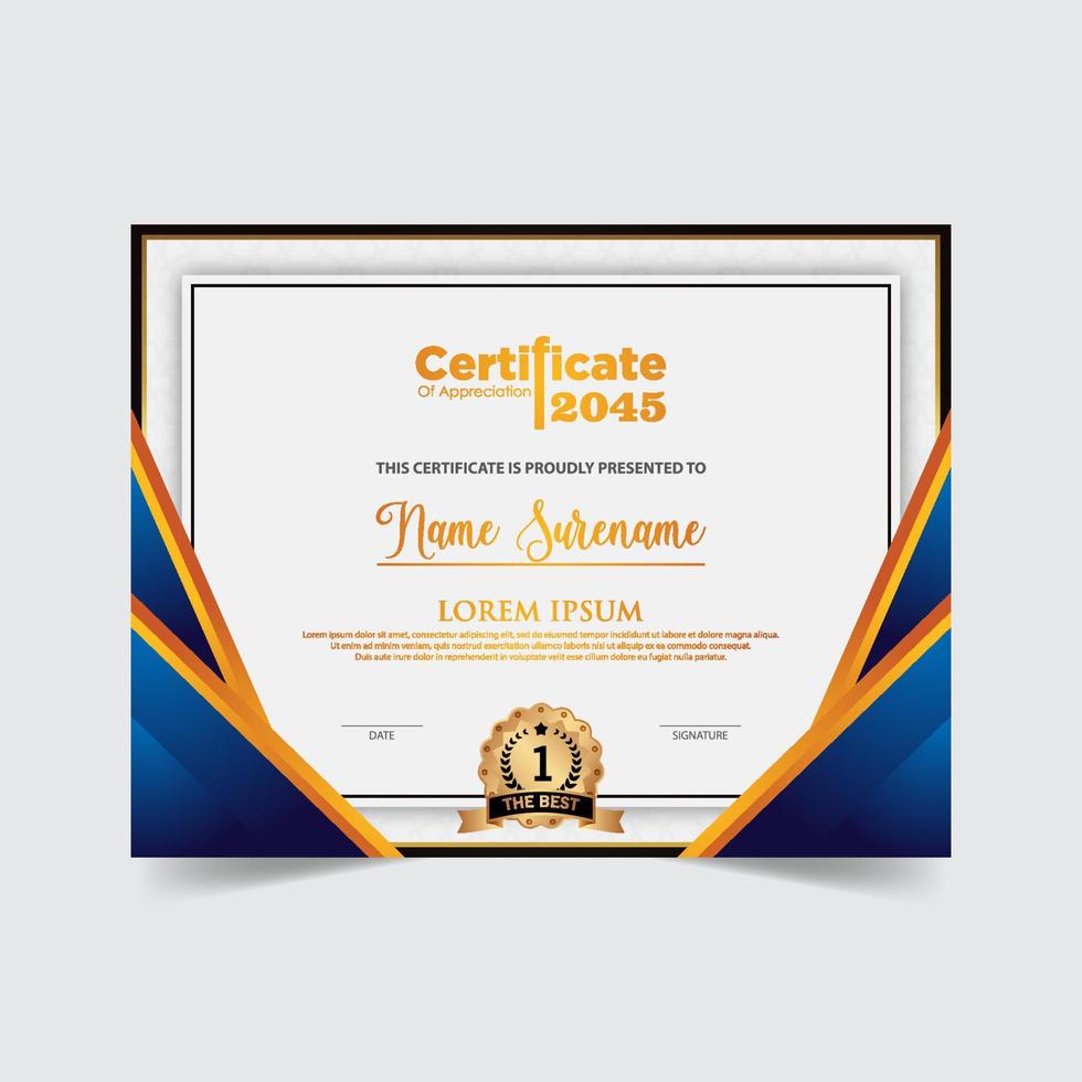 Diploma Certificate of achievement template in vector. Award Templates, achievements for companies, Best Prize Documents vector