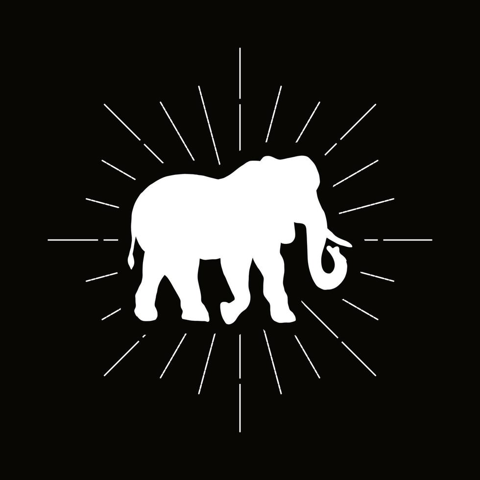 Retro elephant silhouette logo vector