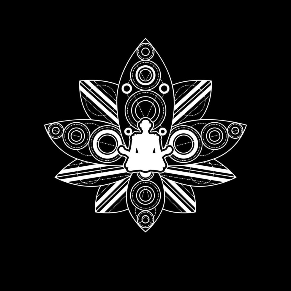 Lotus Yoga Logo Template Female Zen Meditation vector