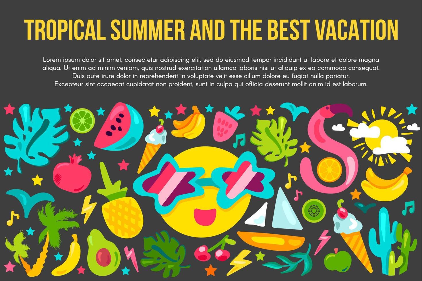 Summer vacation flat banner template vector