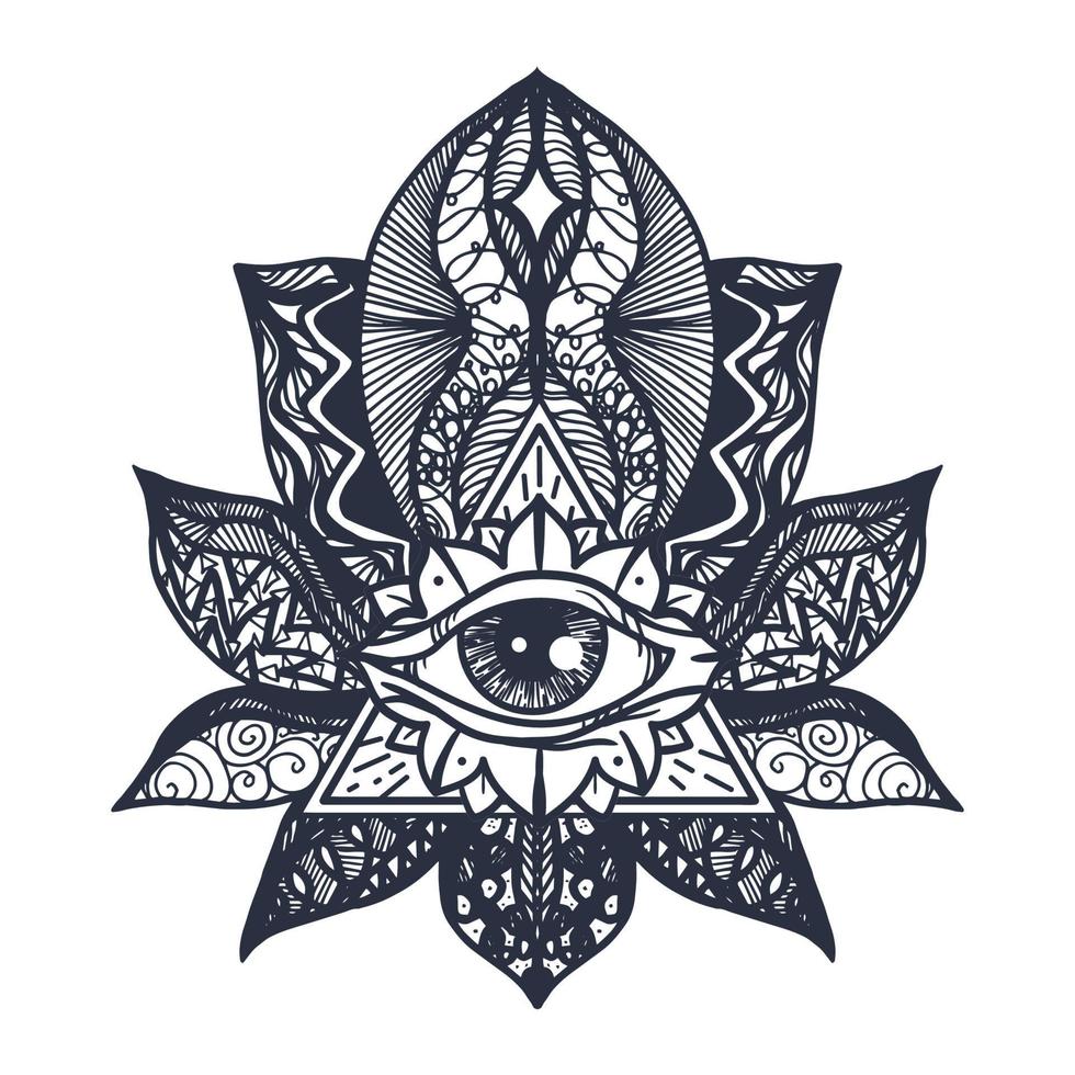 Eye on Lotus Tattoo vector