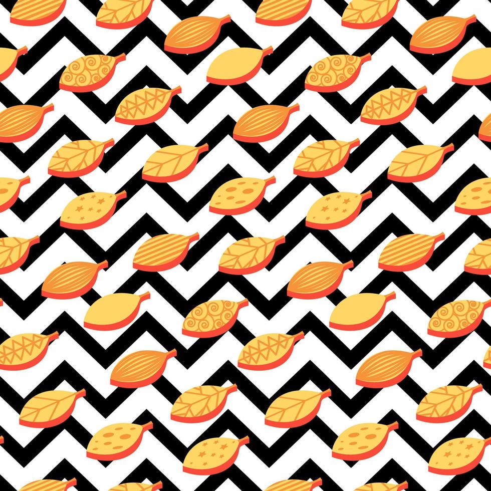 Orange leaves seamless vector pattern