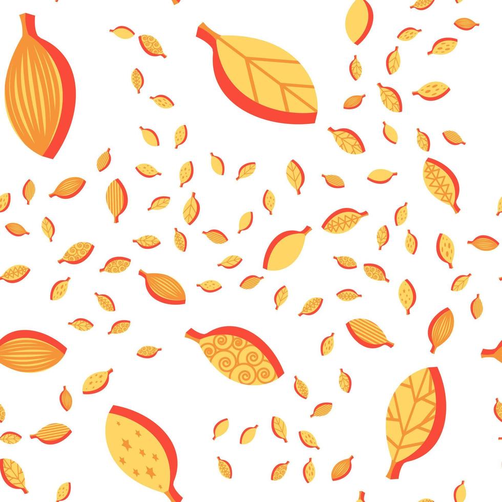 Ornate stylized leaves color seamless vector pattern