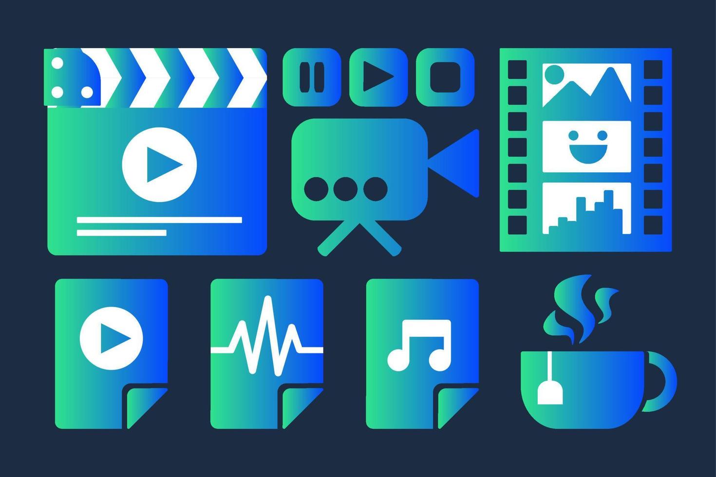 Movie industry, cinema vector sticker set