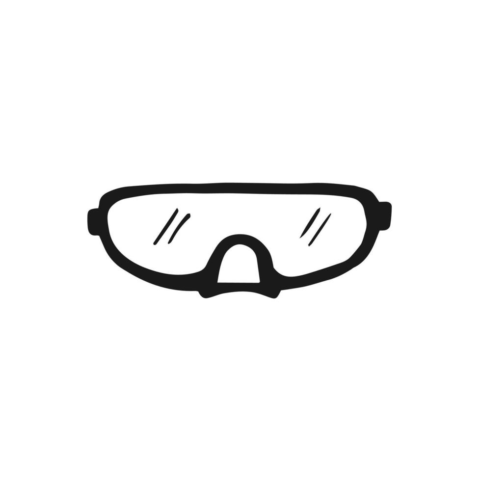 Diving mask. Hand drawn vector illustration. Line art style isolated isolated on white background.