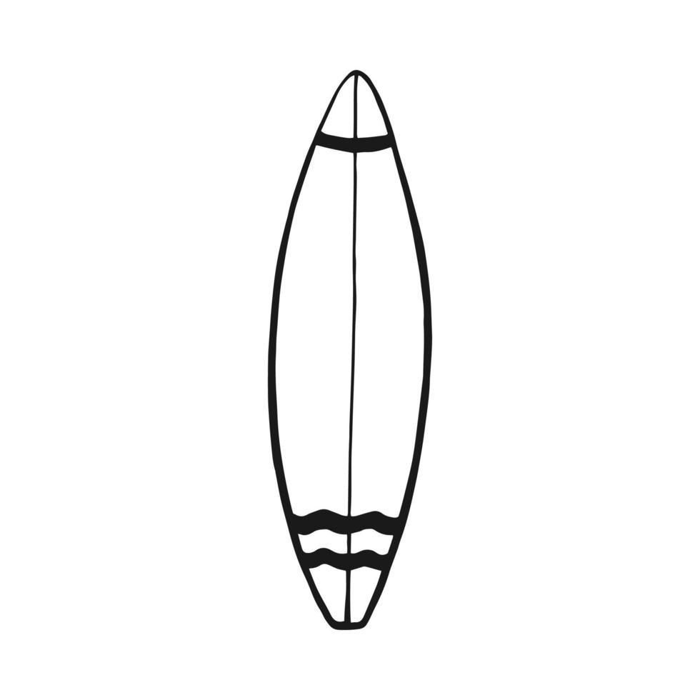 tabla de surf ilustración vectorial dibujada a mano. estilo de arte de línea aislado aislado sobre fondo blanco. vector