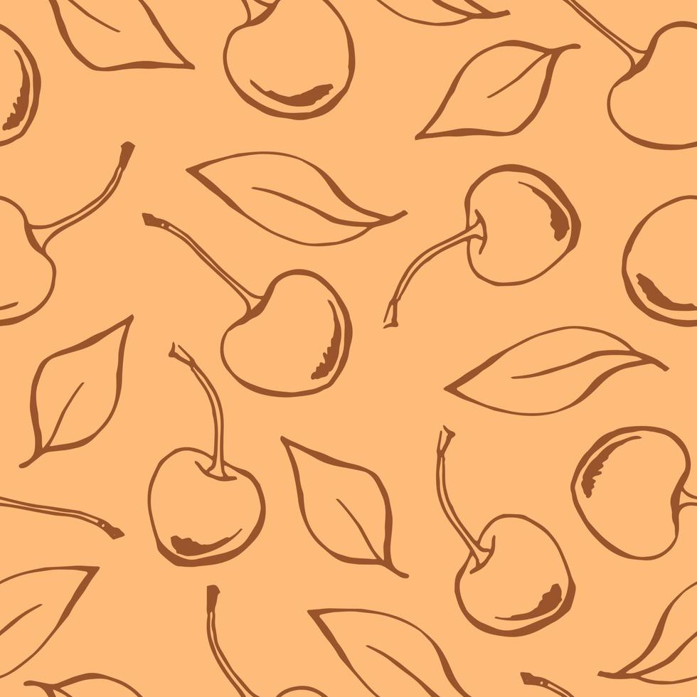 Seamless pattern with cherry. Hand drawn illustration converted to vector. vector