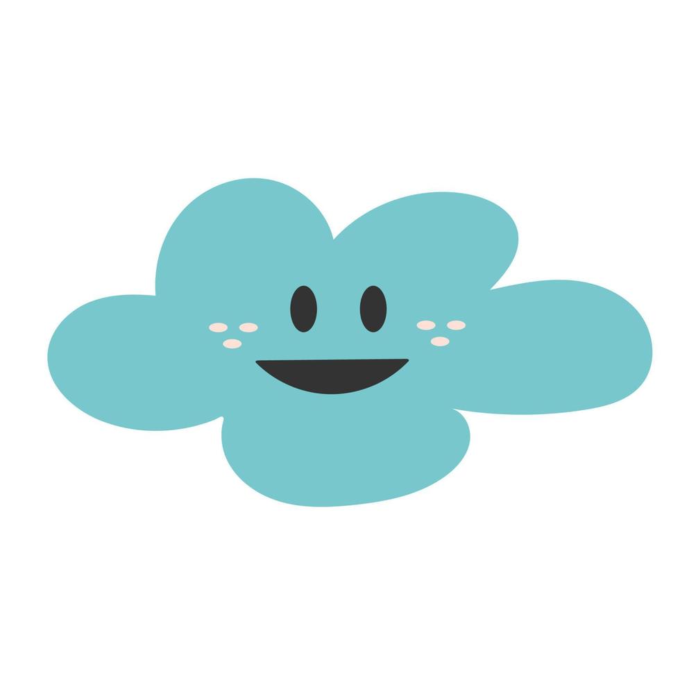 Cute hand drawn print with happy smiling cloud. Simple vector illustration.