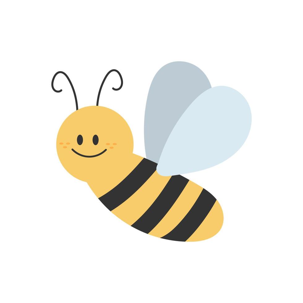 Lovely simple design of a cartoon yellow and black bee on a white background vector