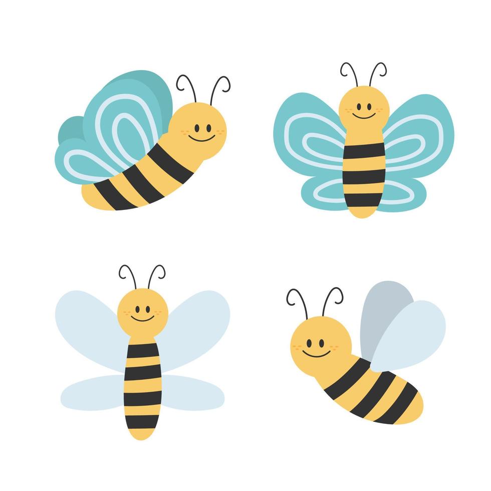 Lovely simple design of a cartoon yellow and black bees on a white background vector