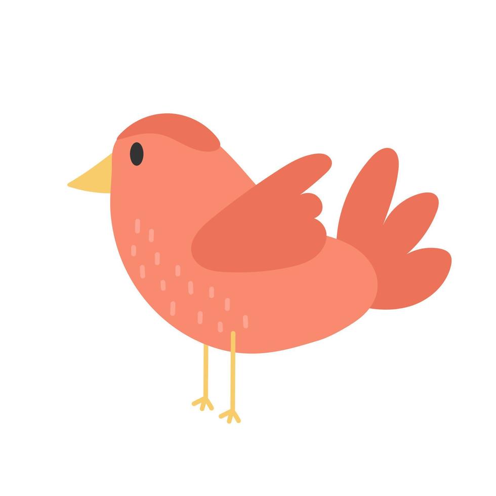 Cute bird animal - cartoon vector in hand drawn simple style on white