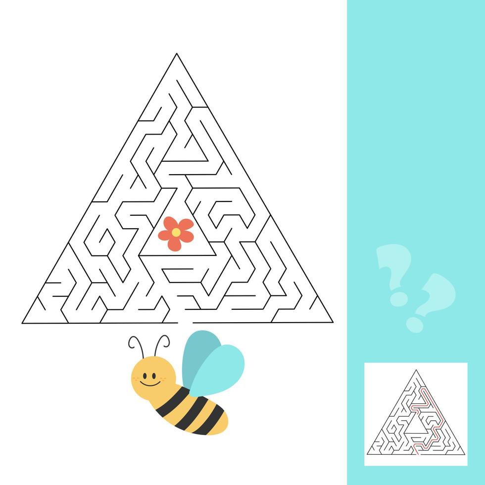Maze puzzle for children. Help bee find flower. Kids activity sheet. vector