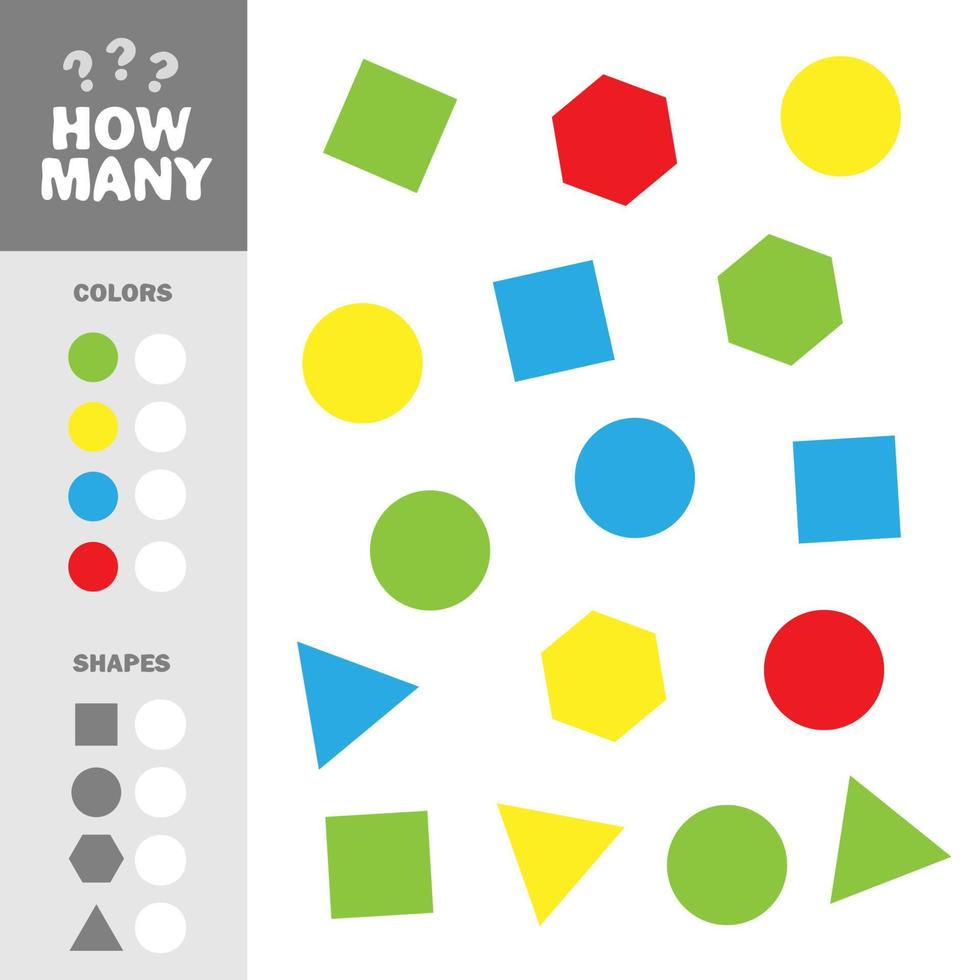 How many counting game with simple geometric shapes for kids vector