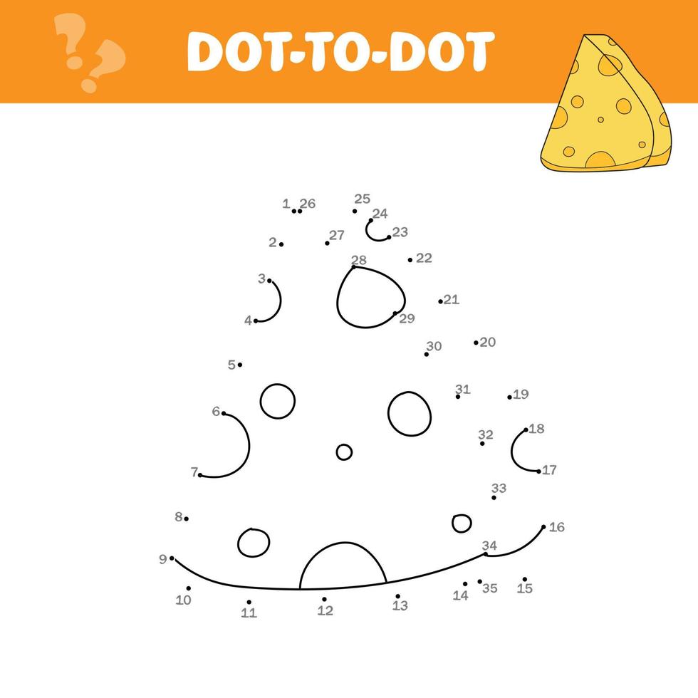 Numbers game, education dot to dot game for children, Cheese vector