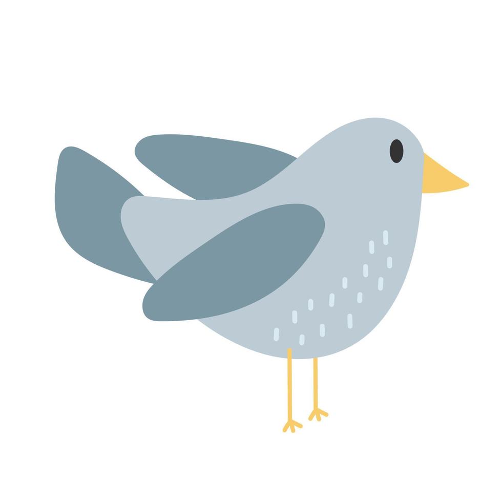 Cute bird animal - cartoon vector in hand drawn simple style on white