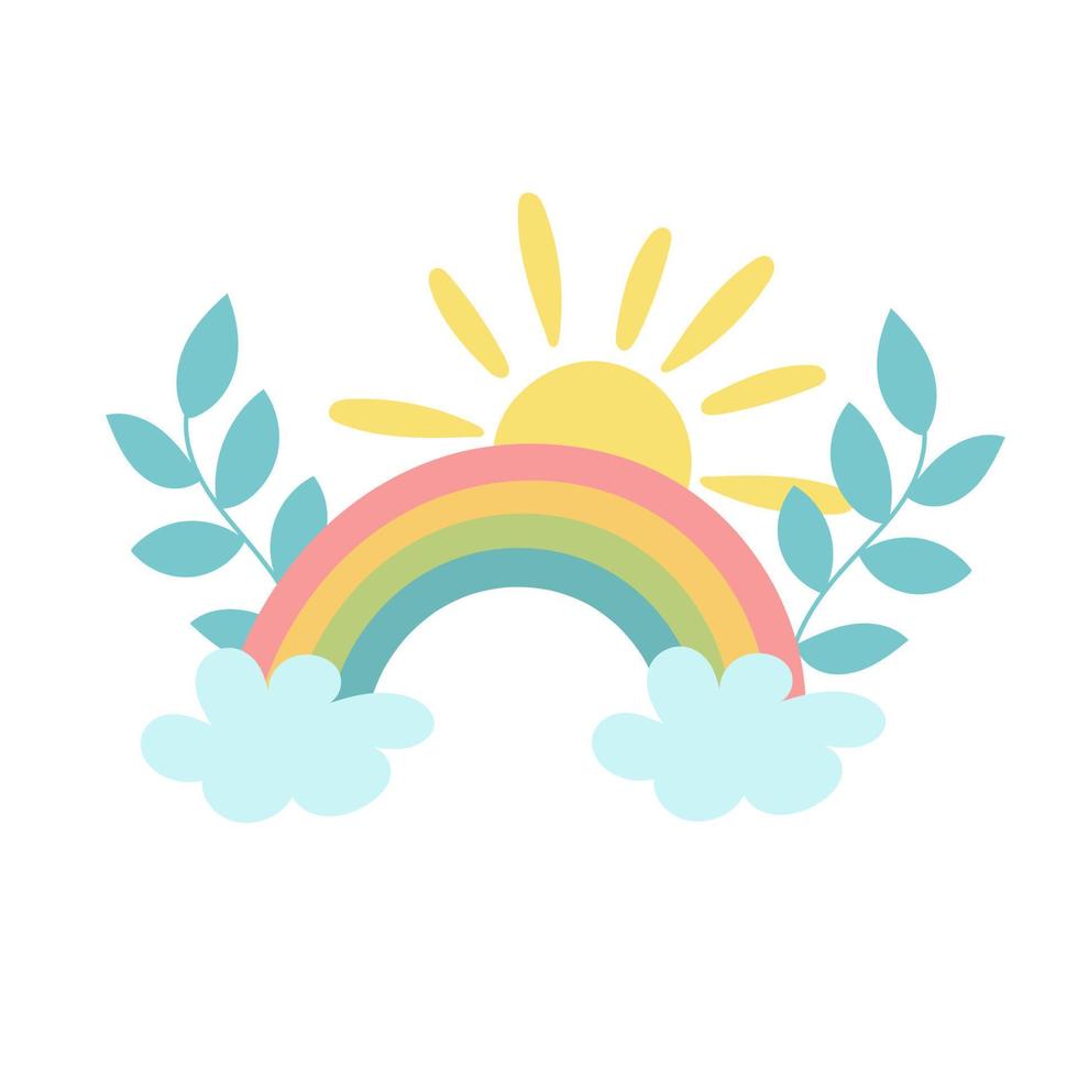 Vector baby rainbow illustration. Hand drawn nursery modern rainbow