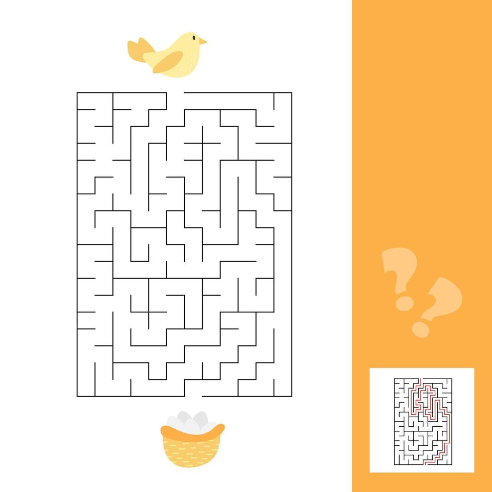 Maze game for children, education worksheet. Bird and nest with eggs vector