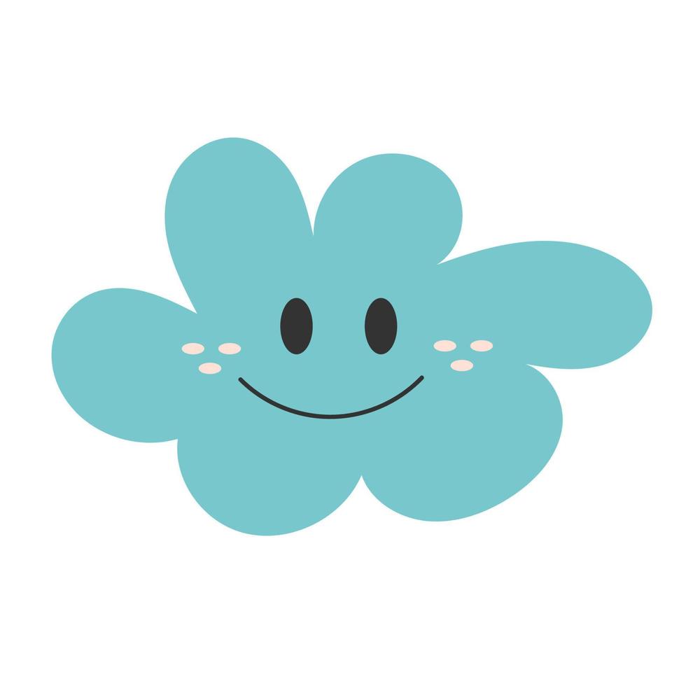 Linda impresión dibujada a mano con feliz nube sonriente. ilustración vectorial sencilla. vector