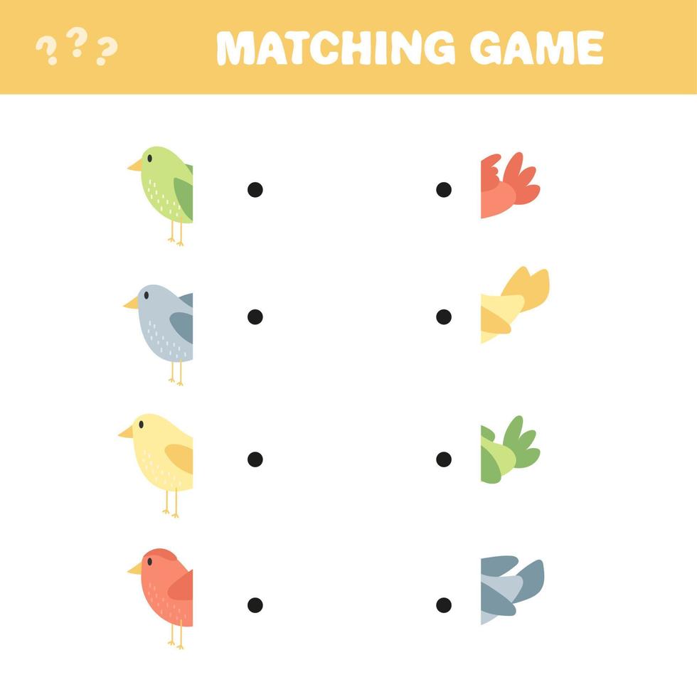 Puzzle game for kids. Activity page. Connect the parts of the picture - birds vector